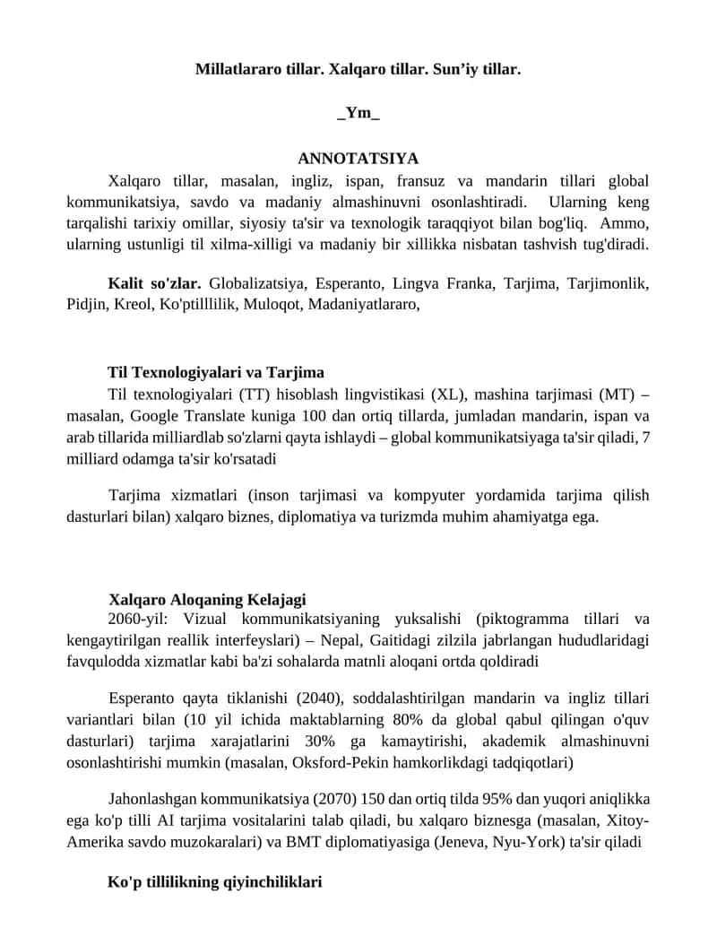 Xalqaro tillar 1