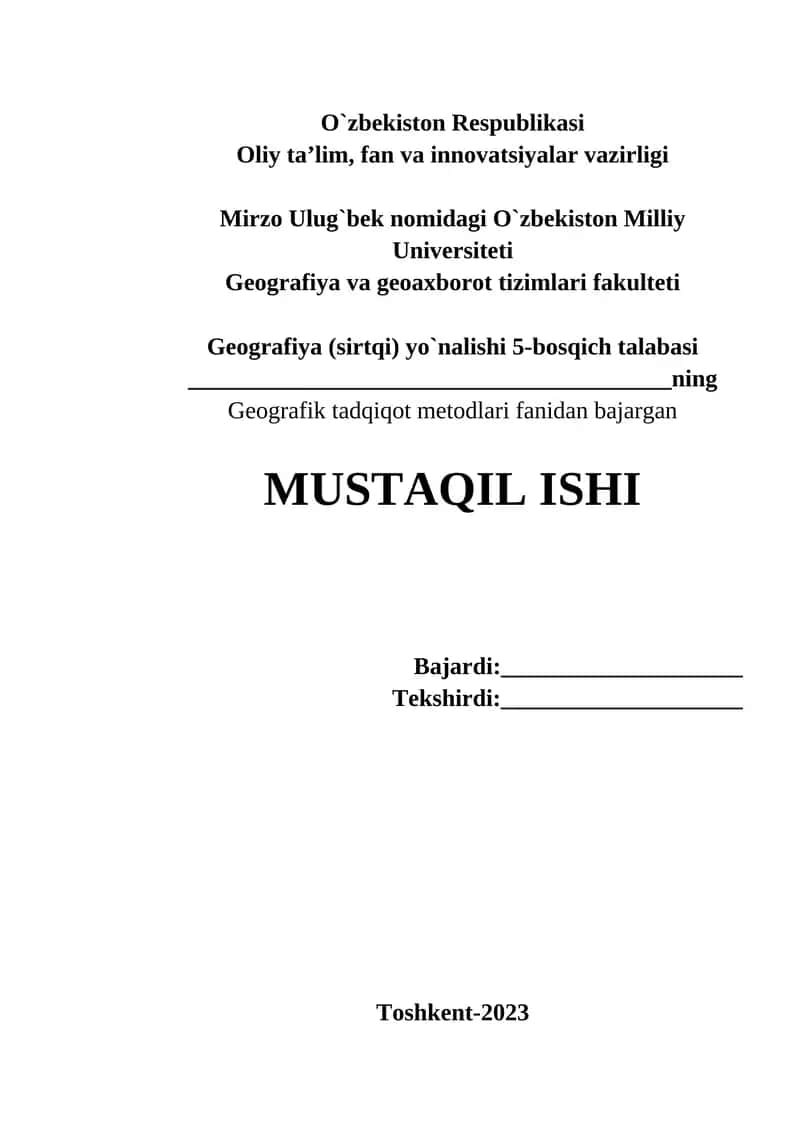 Xususiy geografik metodlarni tahlil qilish 1
