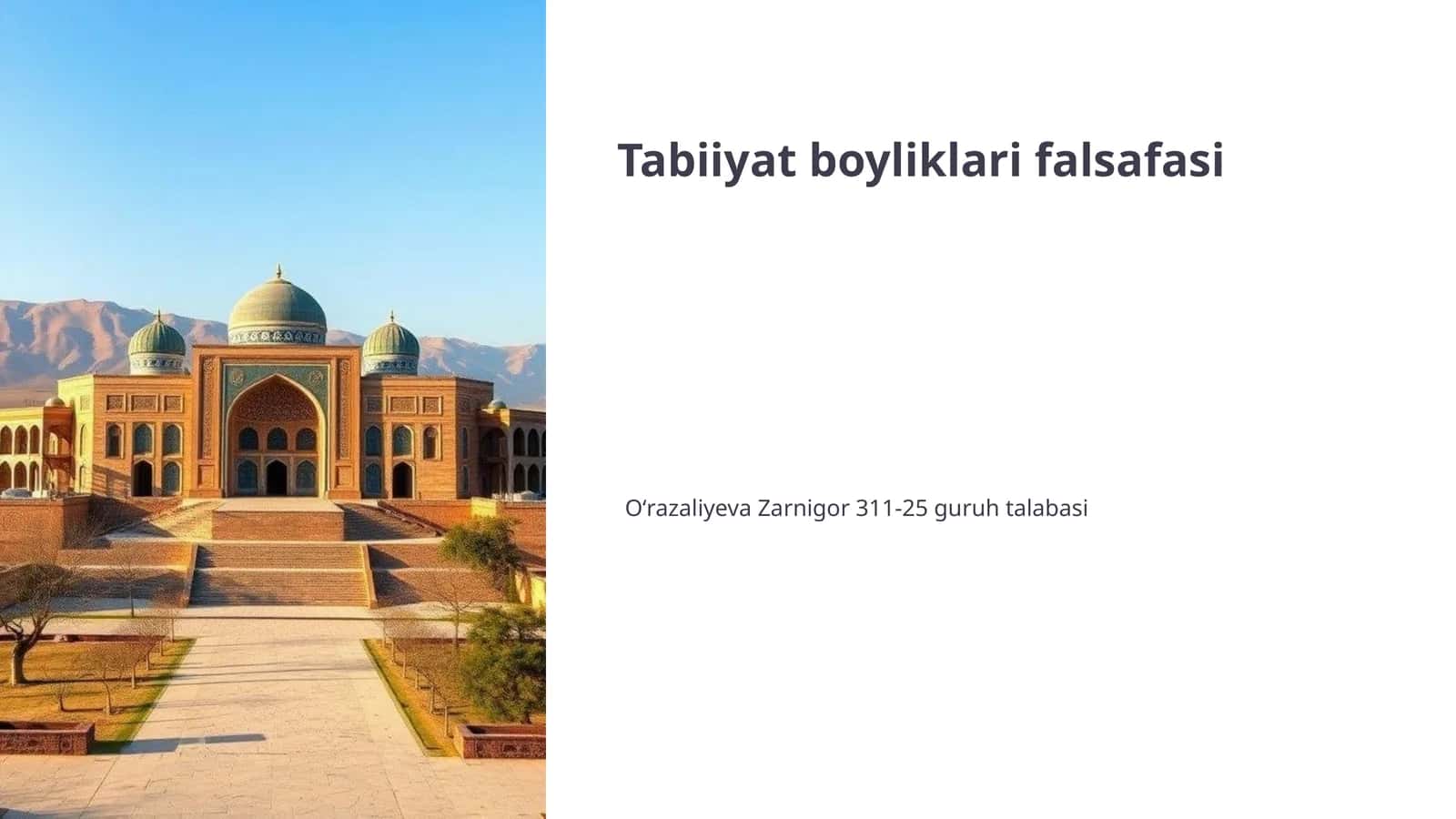 Tabiiyat boyliklari falsafasi 1
