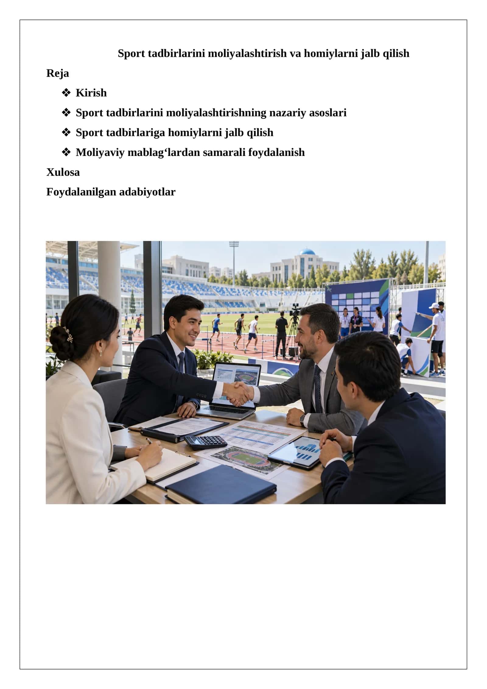Sport tadbirlarini moliyalashtirish va homiylarni jalb qilish 1