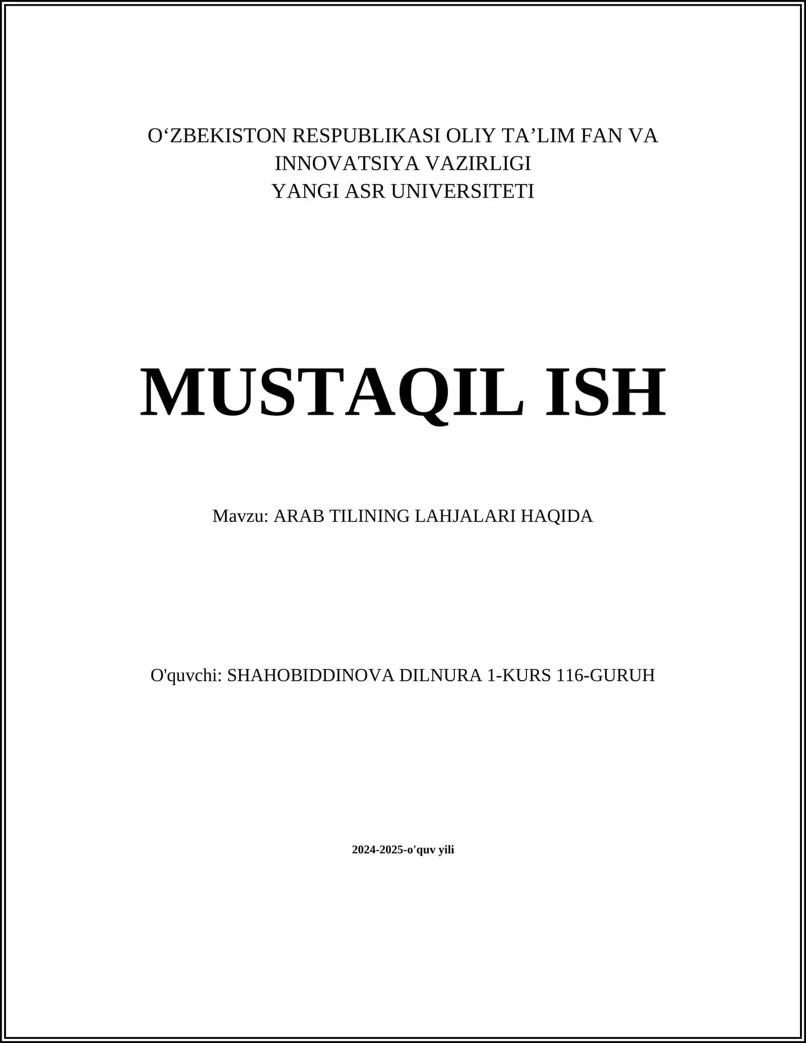 ARAB TILINING LAHJALARI HAQIDA 1
