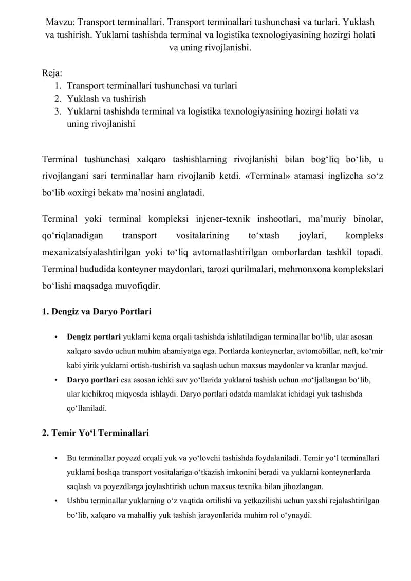 Transport terminallari 1