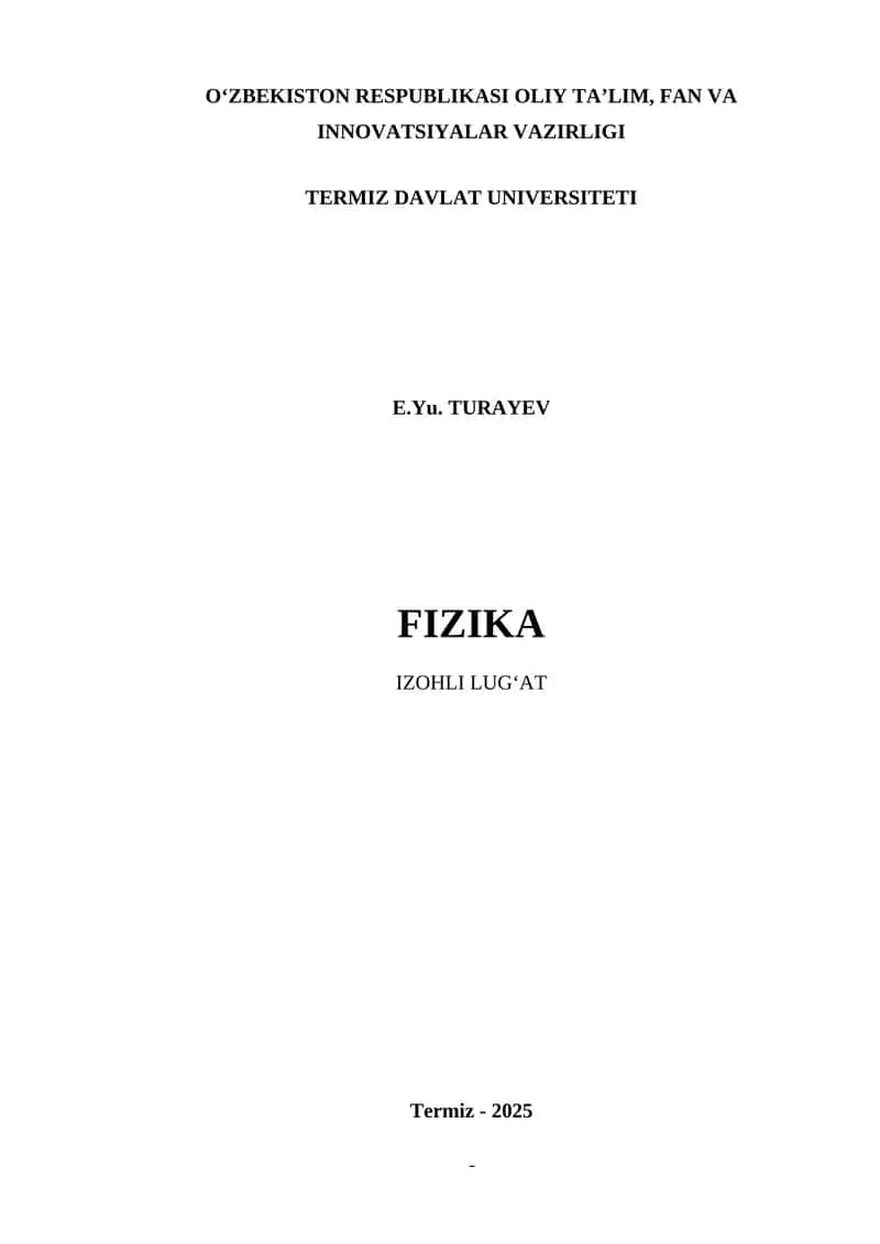 Fizika: izohli lu'gat 1