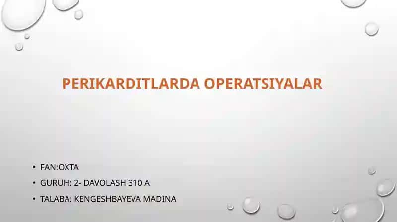 Perikarditlarda operatsiyalar 1