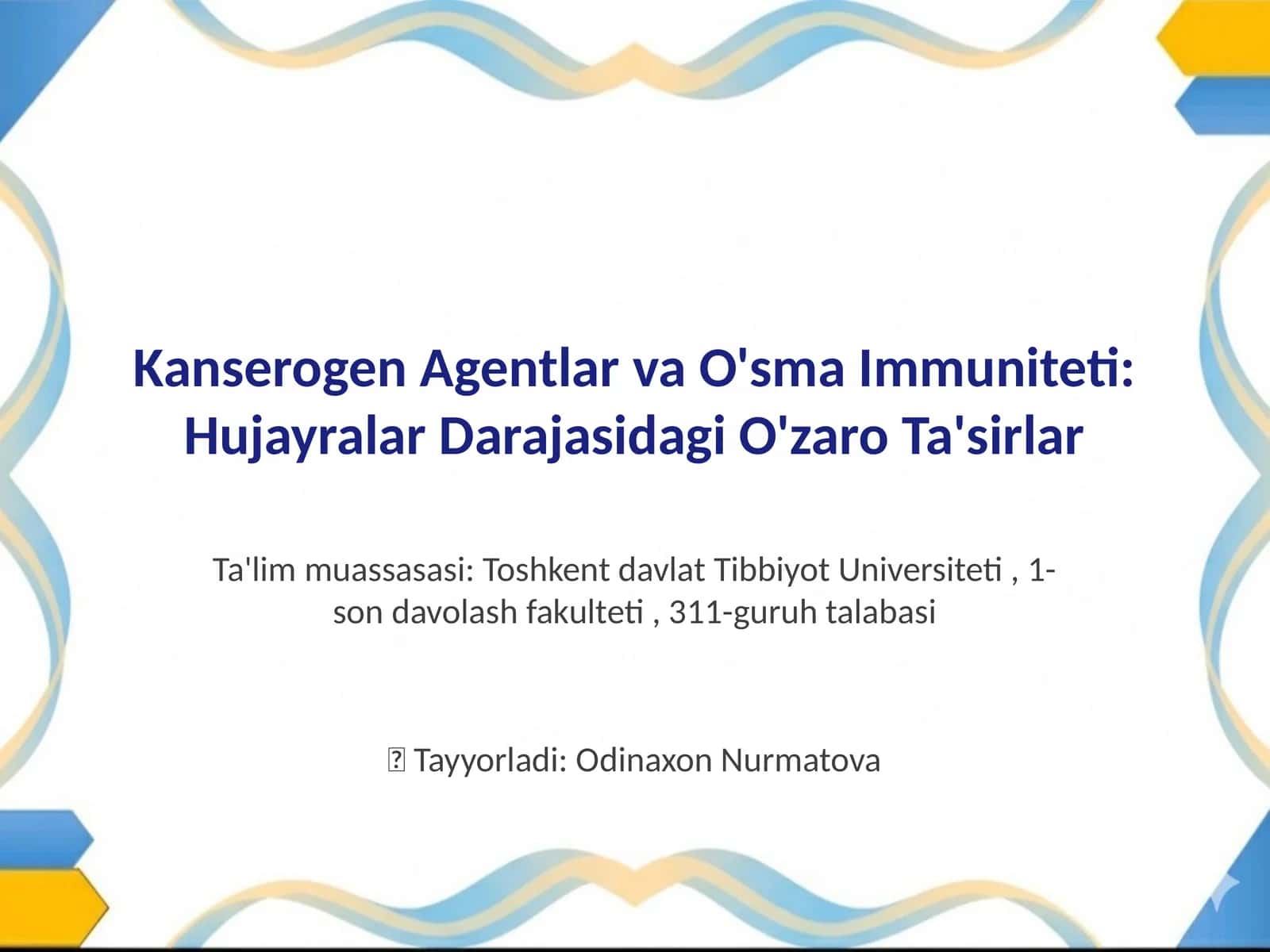 Kanserogen Agentlar va O'sma Immuniteti: Hujayralar Darajasidagi O'zaro Ta'sirlar 1