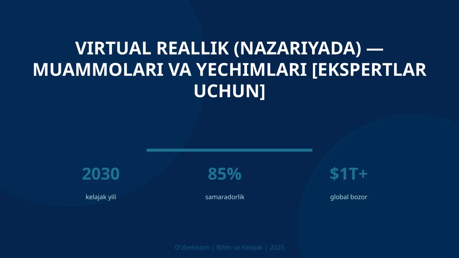 Virtual reallik (nazariyada) — muammolari va yechimlari [ekspertlar uchun] 1