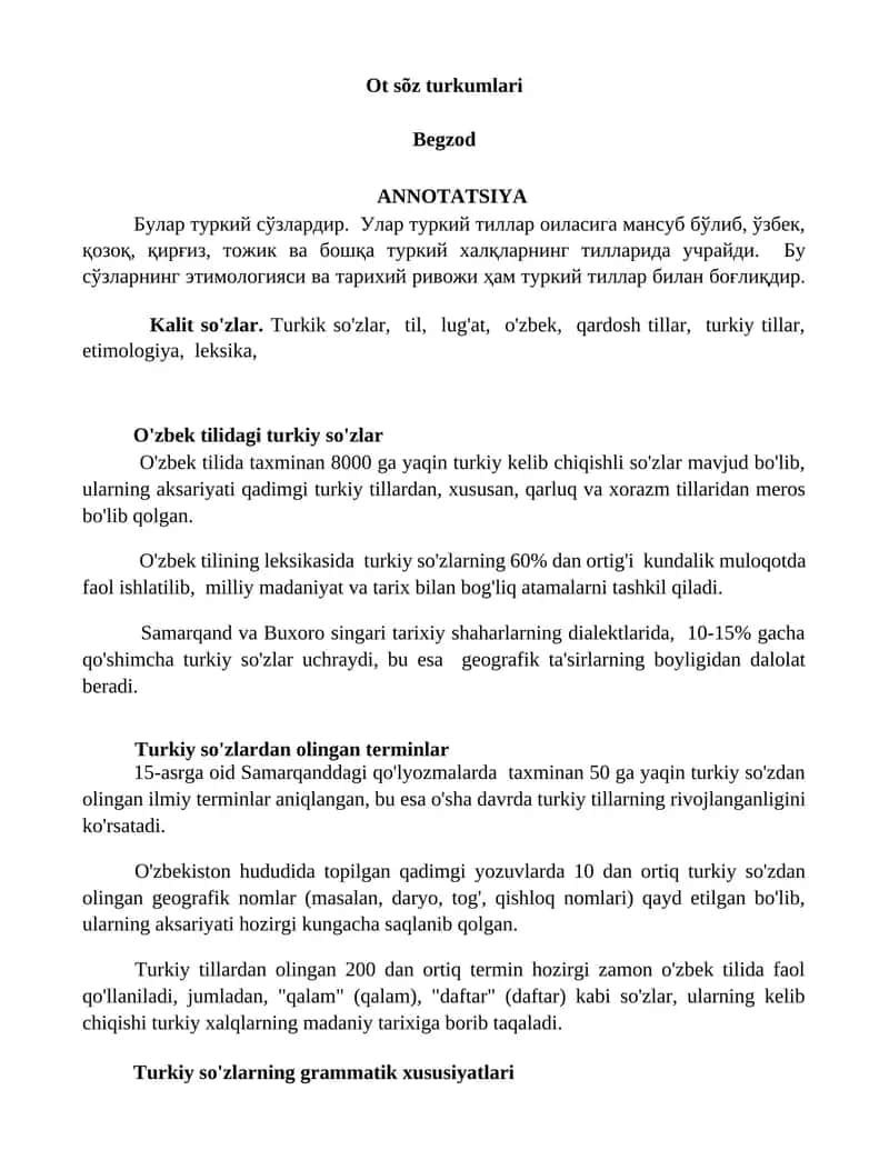 Ot sõz turkumlari 1
