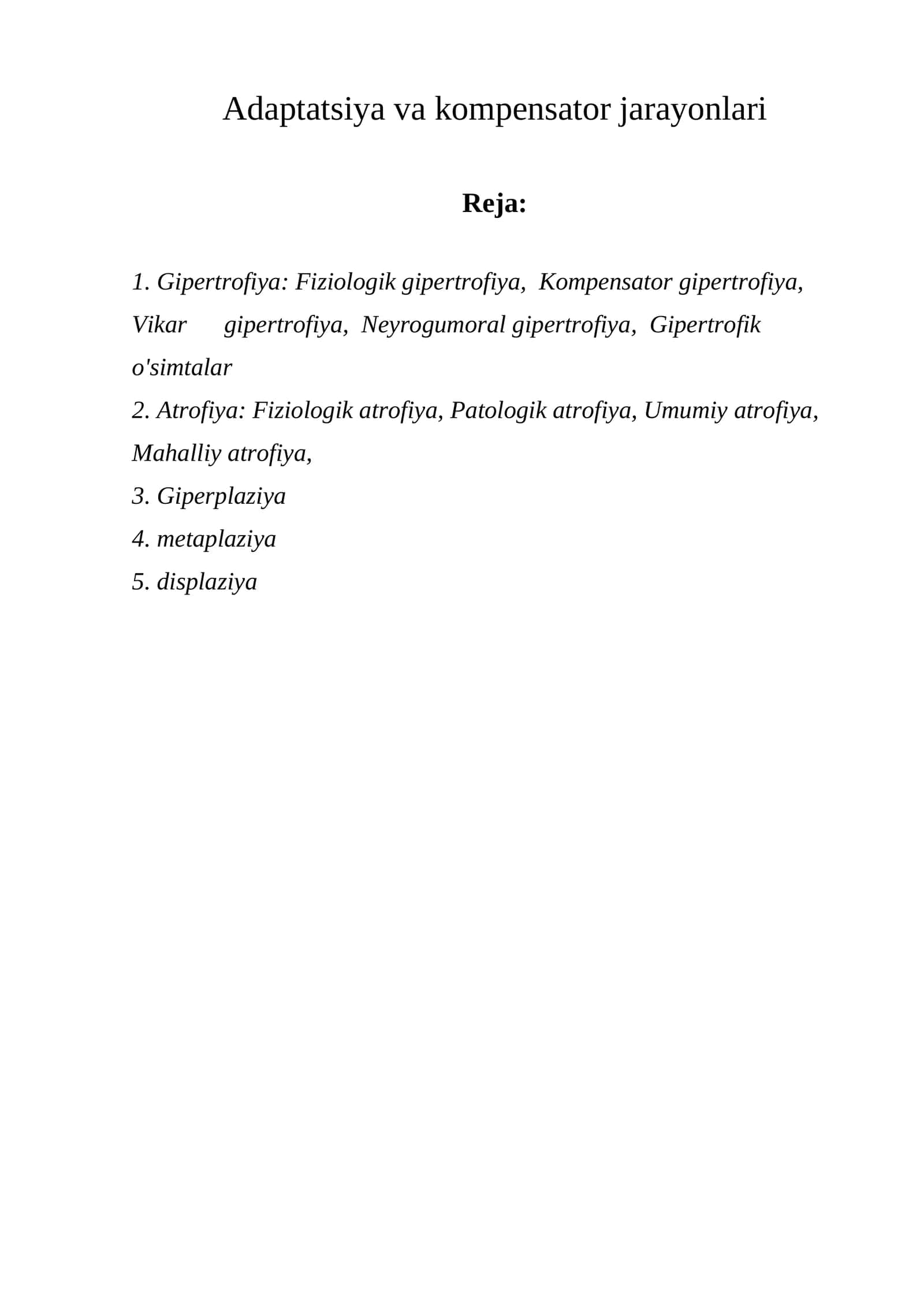 Adaptatsiya va kompеnsator jarayonlari 1