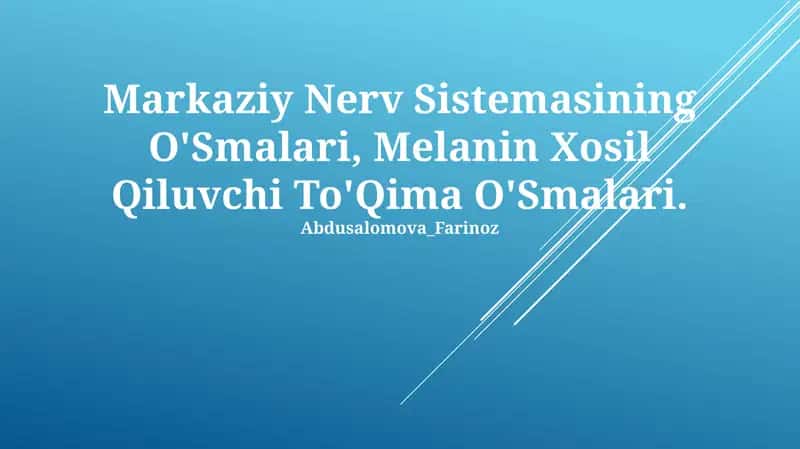 Markaziy Nerv Sistemasining O'Smalari, Melanin Xosil Qiluvchi To'Qima O'Smalari 1