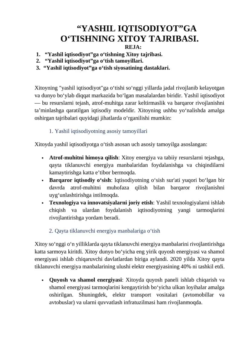 Yashil iqtisodiyot 1