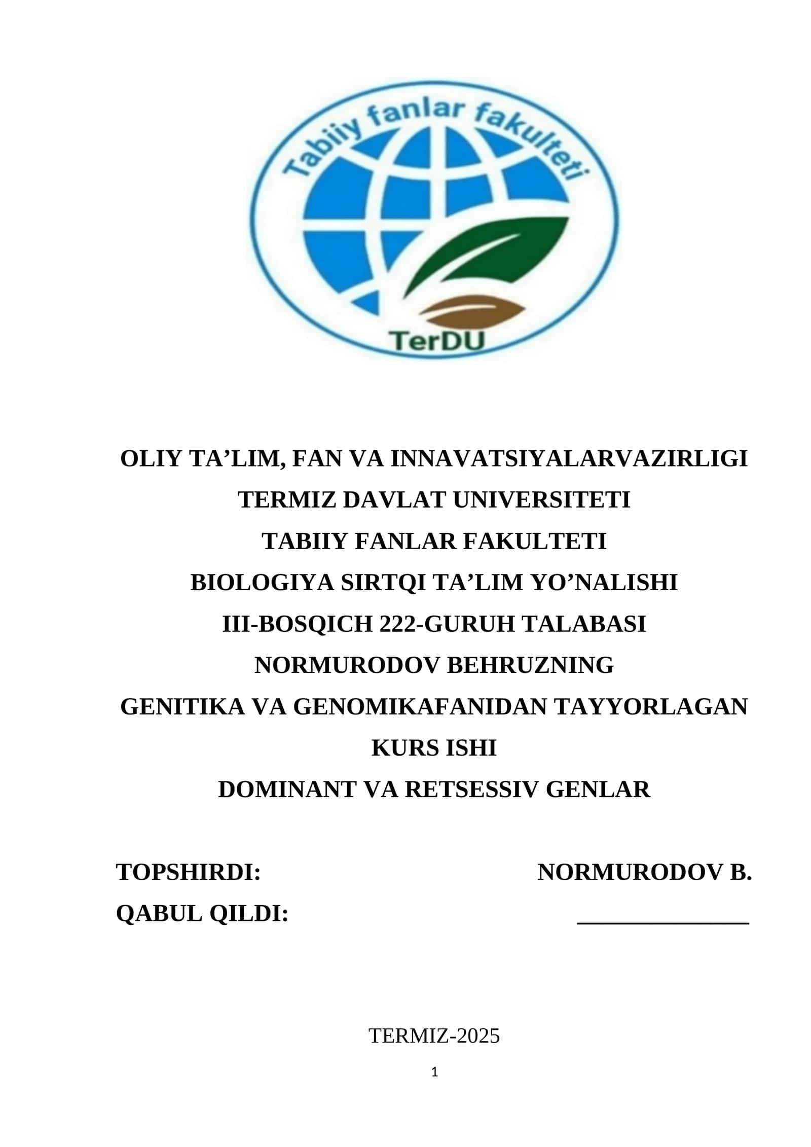DOMINANT VA RETSESSIV GENLAR 1