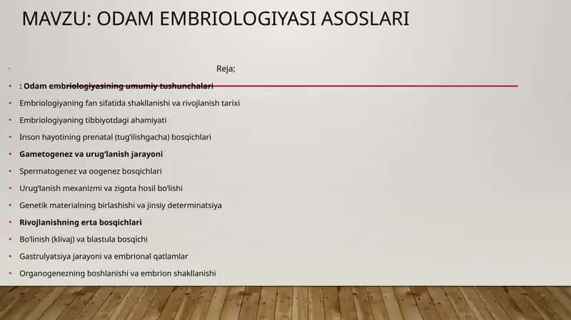 Odam embriologiyasi Asoslari 1