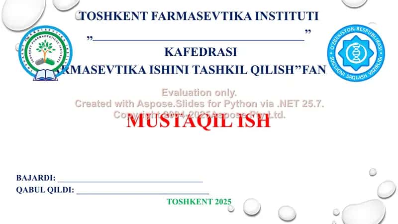 9. Markaziy Osiyo davlatlarida farmatsiyaning rivojlanishi. Taqdimot 13 bet. 1