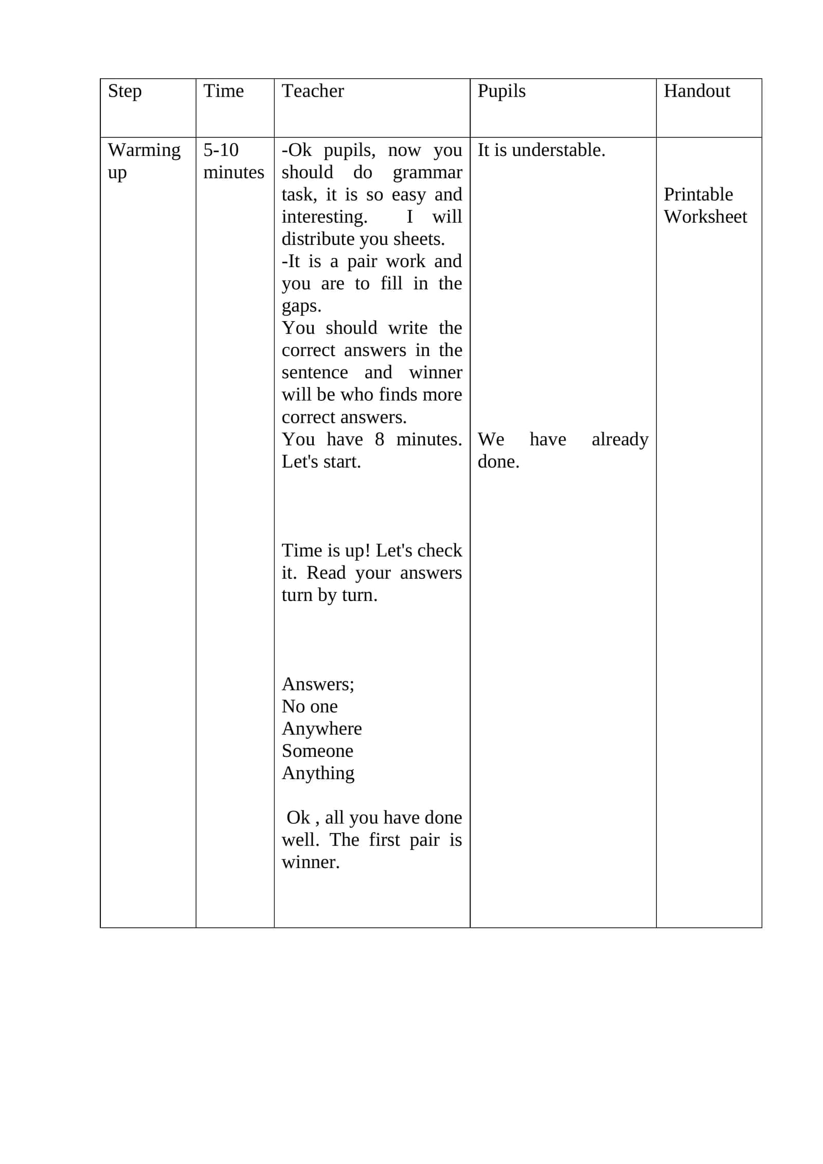 Printable Worksheet 1