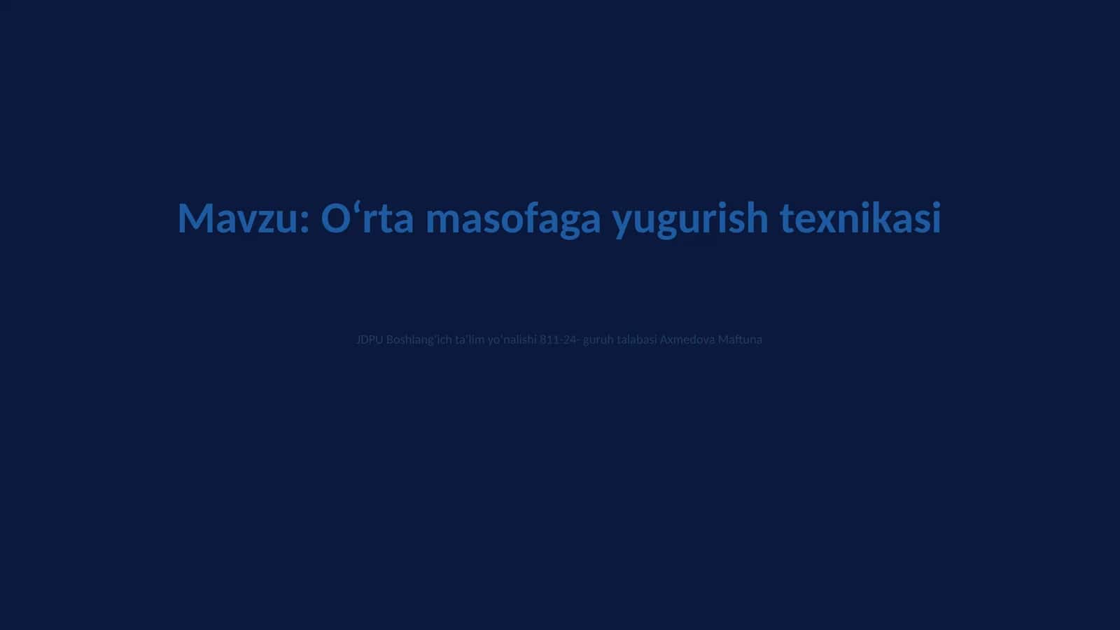 Oʻrta masofaga yugurish texnikasi 1