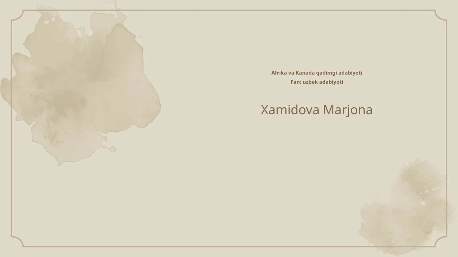 Afrika va Kanada qadimgi adabiyoti 1