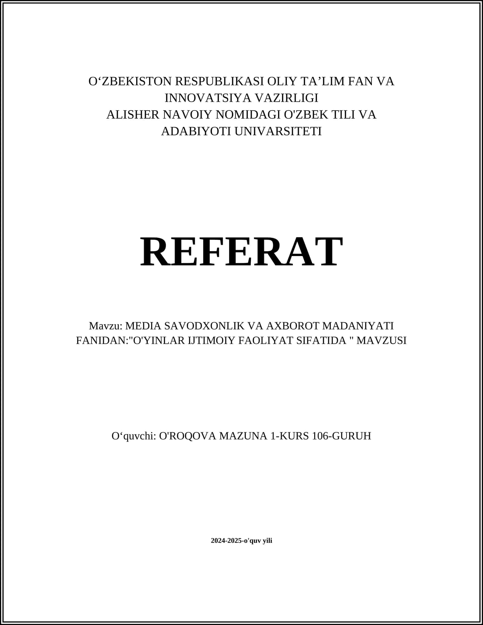 O'YINLAR IJTIMOIY FAOLIYAT SIFATIDA 1