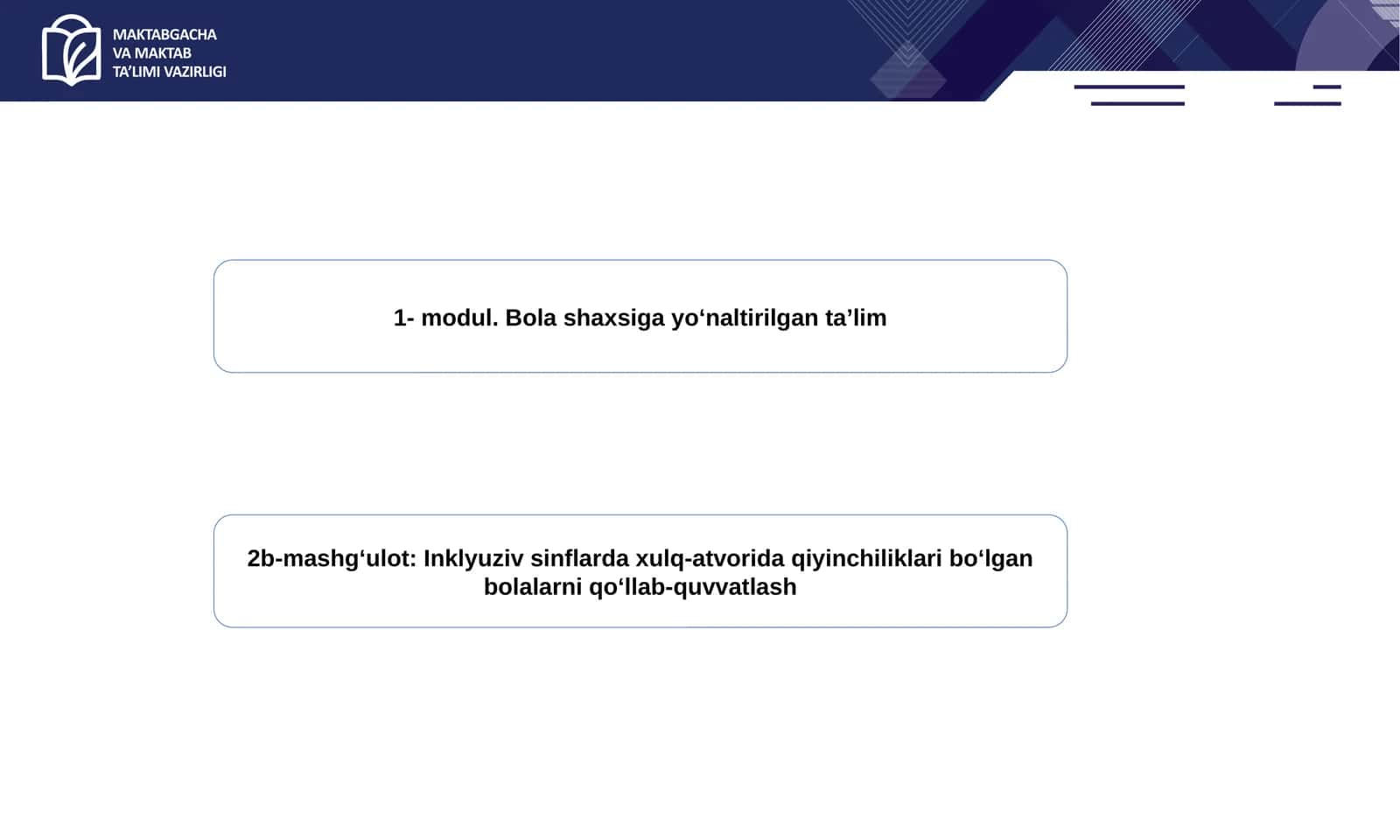 Bola shaxsiga yoʻnaltirilgan ta’lim. Inklyuziv sinflarda xulq-atvorida qiyinchiliklari bo‘lgan bolalarni qo‘llab-quvvatlash 1