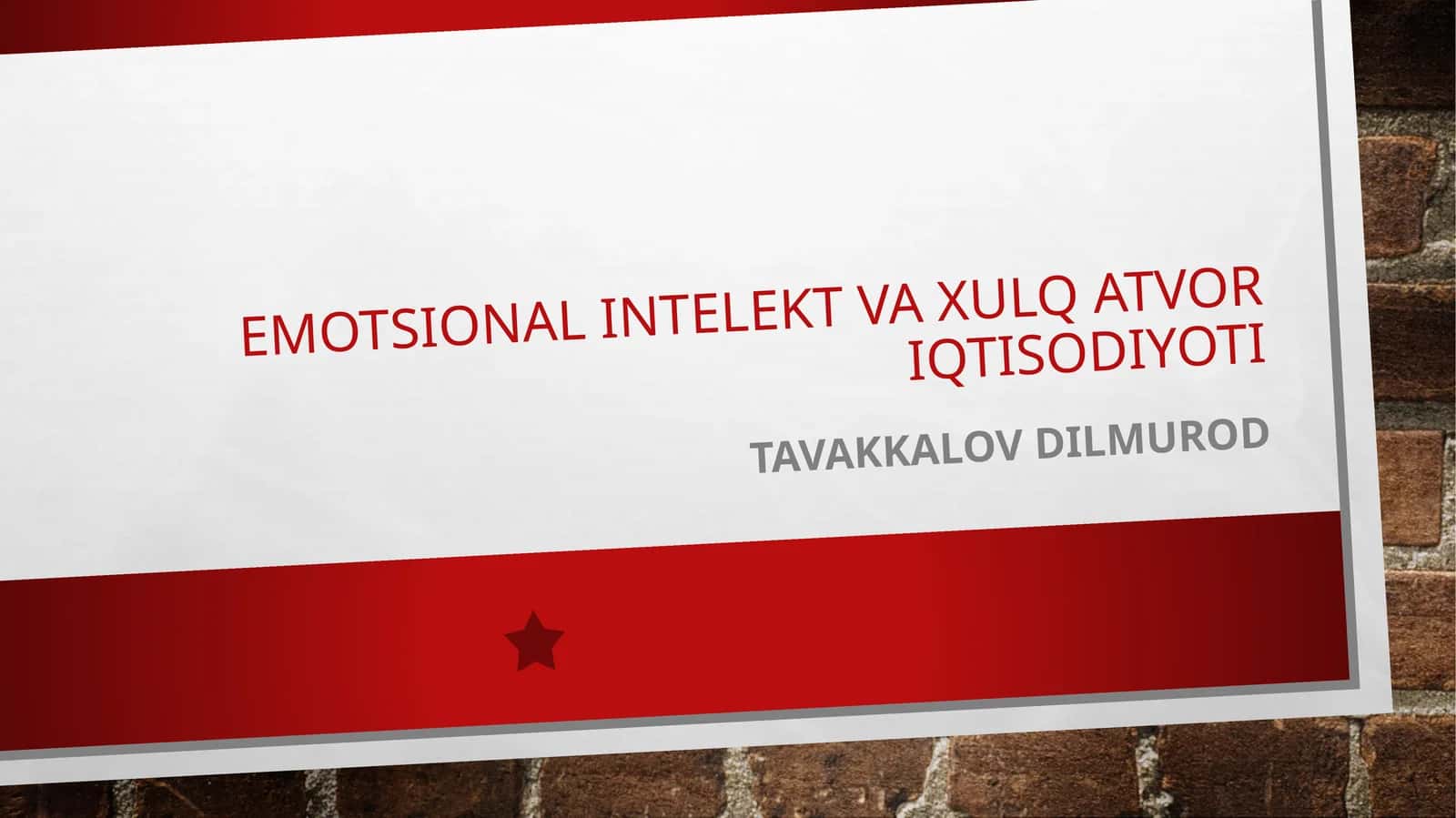 Emotsional intellekt va xulqatovori iqtisodiyoti 1