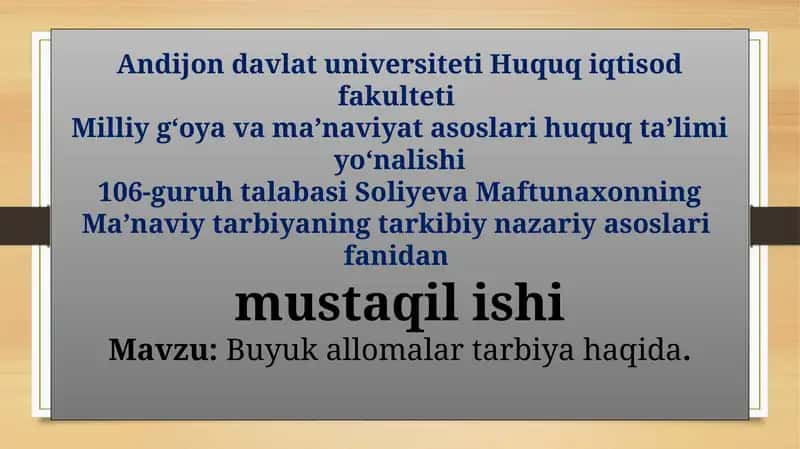 Buyukallomalar tarbiyasi 1