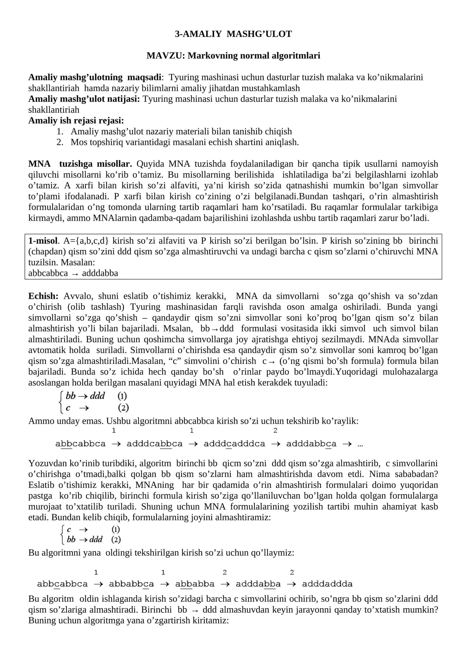 Markovning normal algoritmlari 1