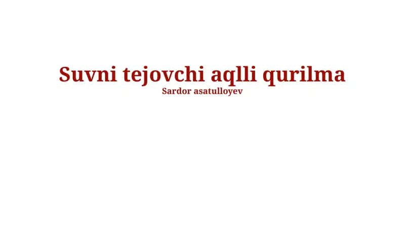 Yoqilg'i tejamkor aqlli qurilma 1
