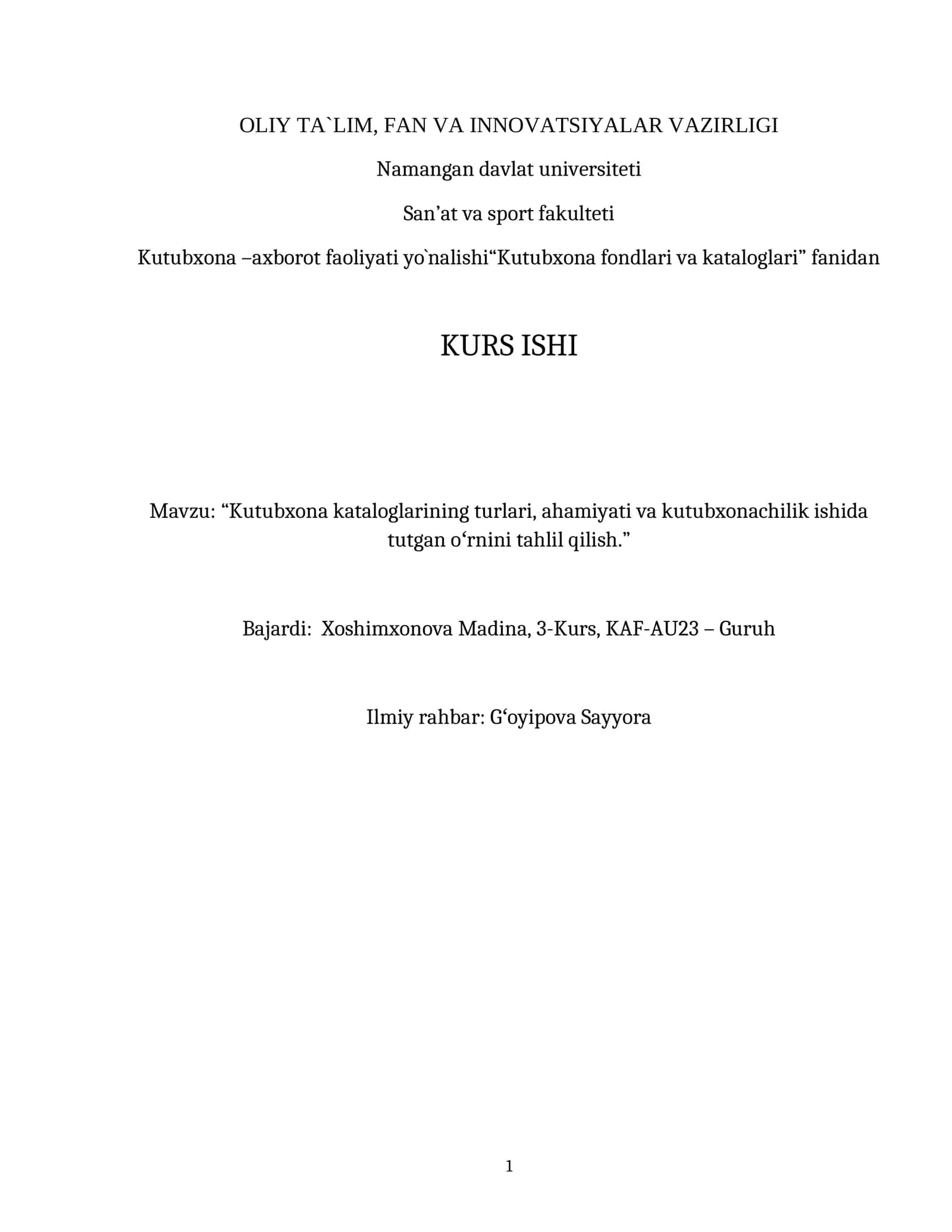 Kutubxona fondlari va kataloglari 1