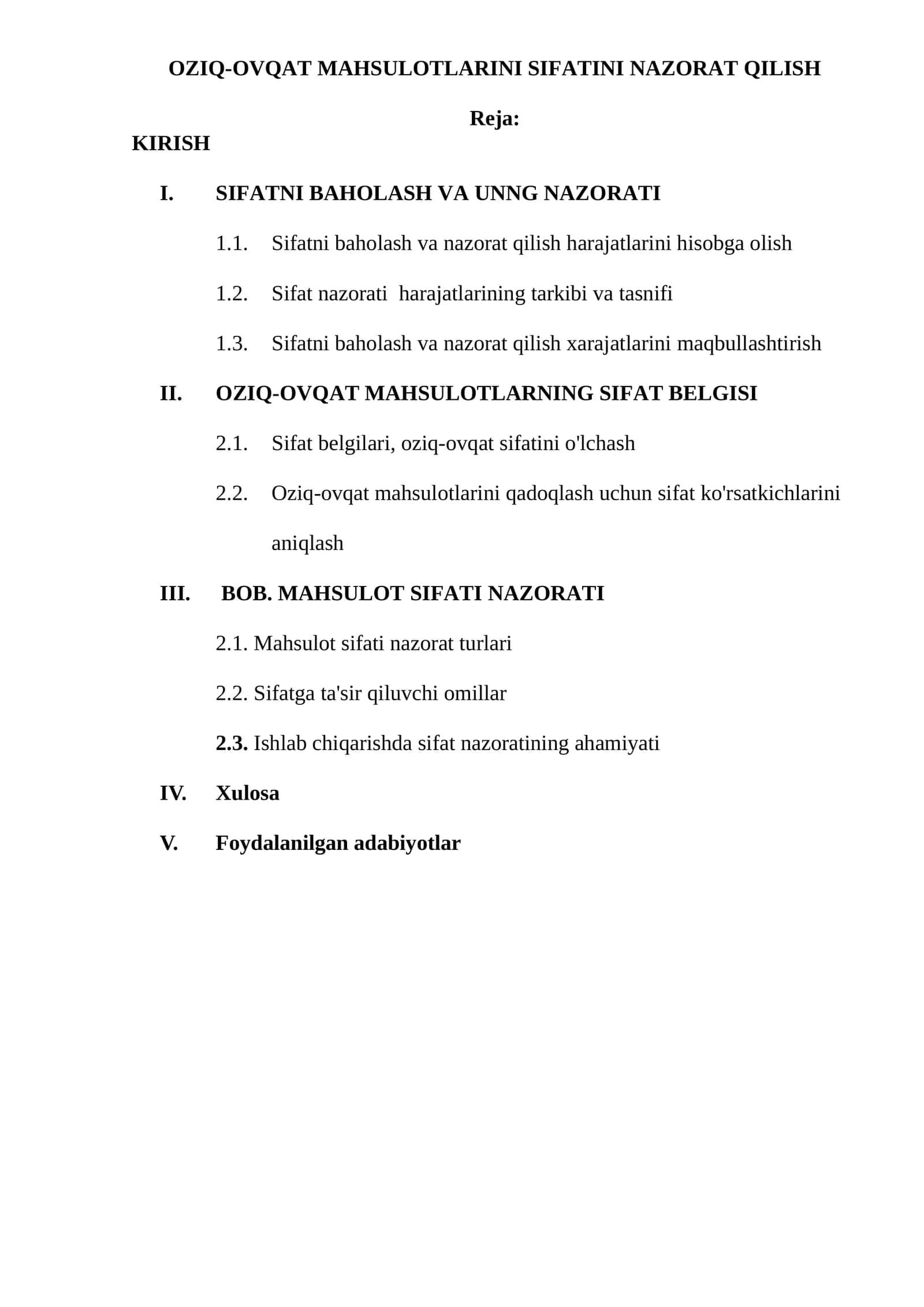 OZIQ-OVQAT MAHSULOTLARINI SIFATINI NAZORAT QILISH 1