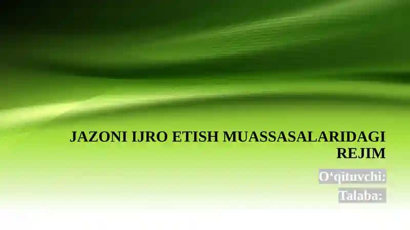 Jazoni Ijro Etish Muassasalaridagi Rejim 1
