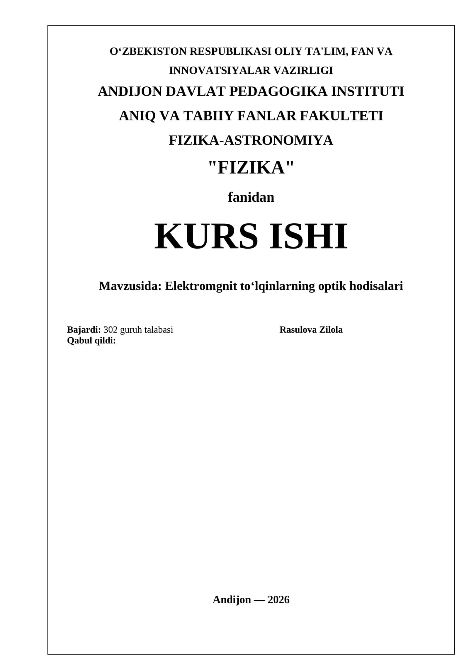 Elektromgnit toʻlqinlarning optik hodisalari 1