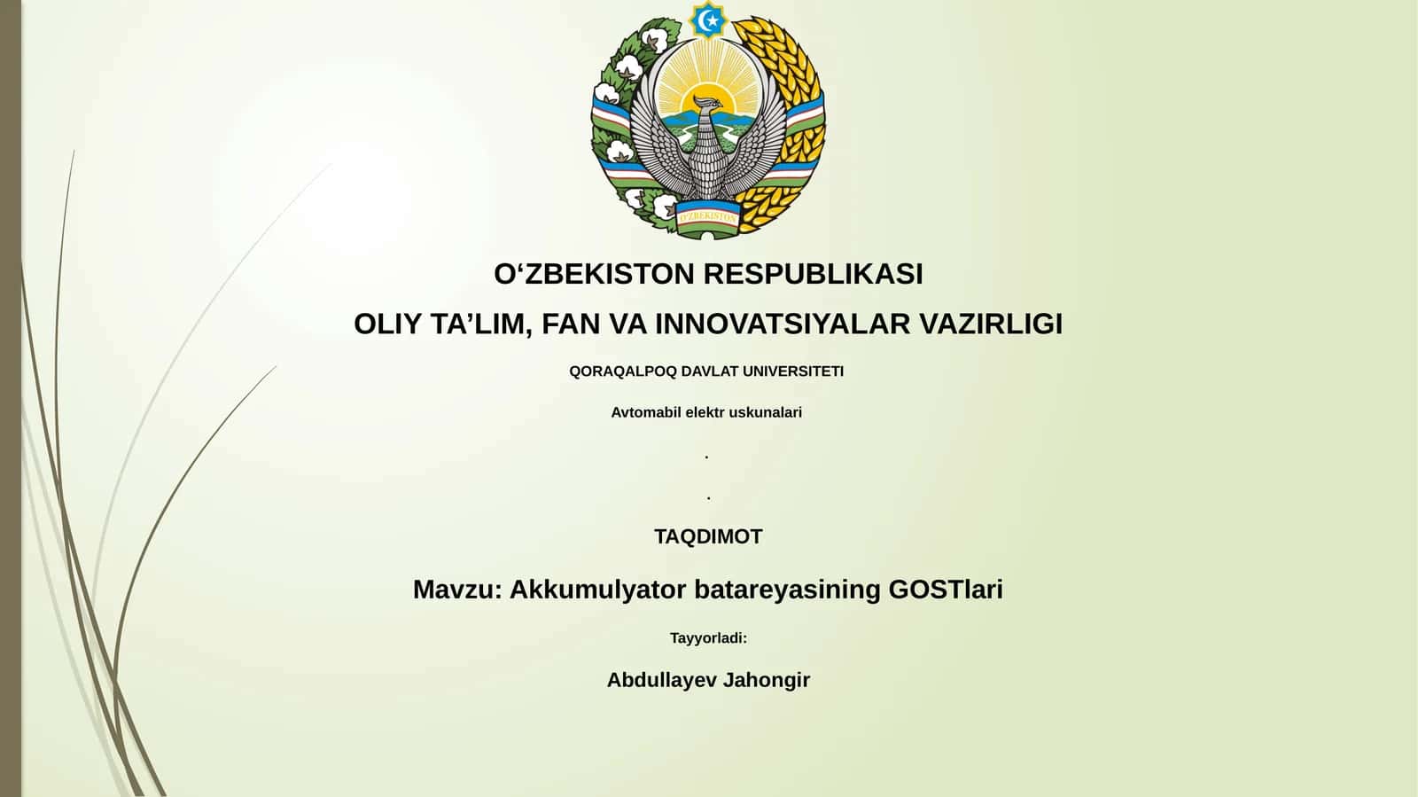 Akkumulyator batareyasining GOSTlari 1
