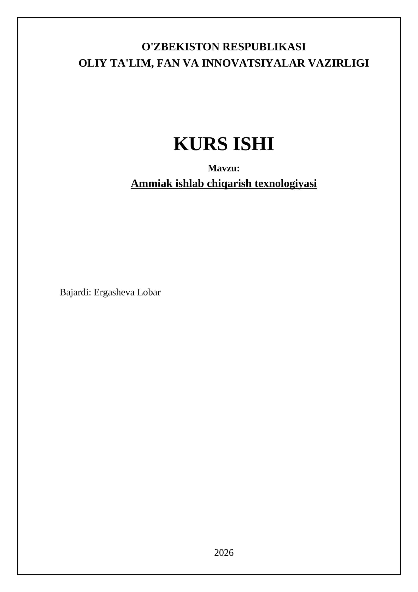 Ammiak ishlab chiqarish texnologiyasi 1