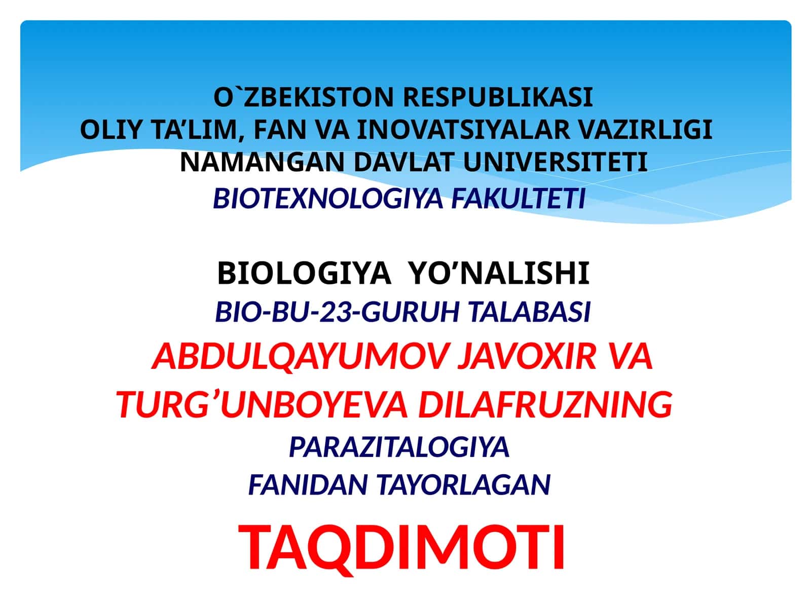 Parazit bir hujayralilardan koktsidyalarning tuzilishi va rivojlanishi 1