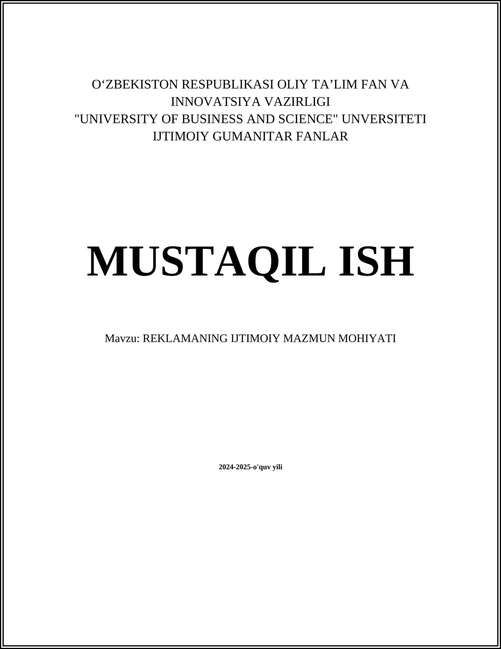 REKLAMANING IJTIMOIY MAZMUN MOHIYATI 1