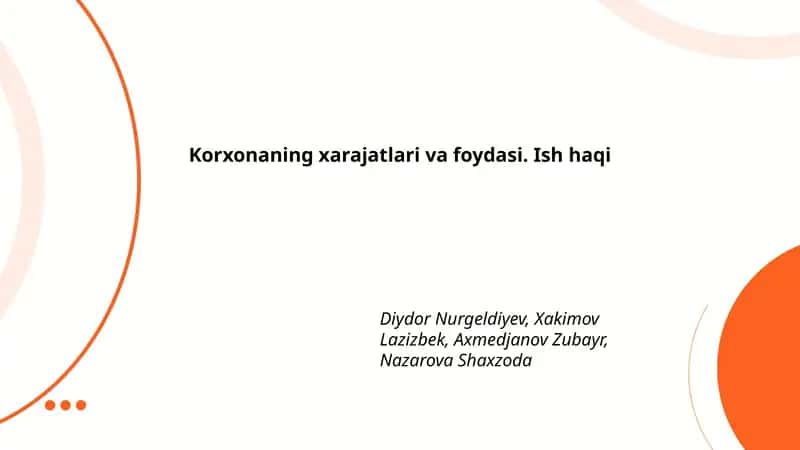 Korxonaning xarajatlari va foydasi. Ish haqi 1