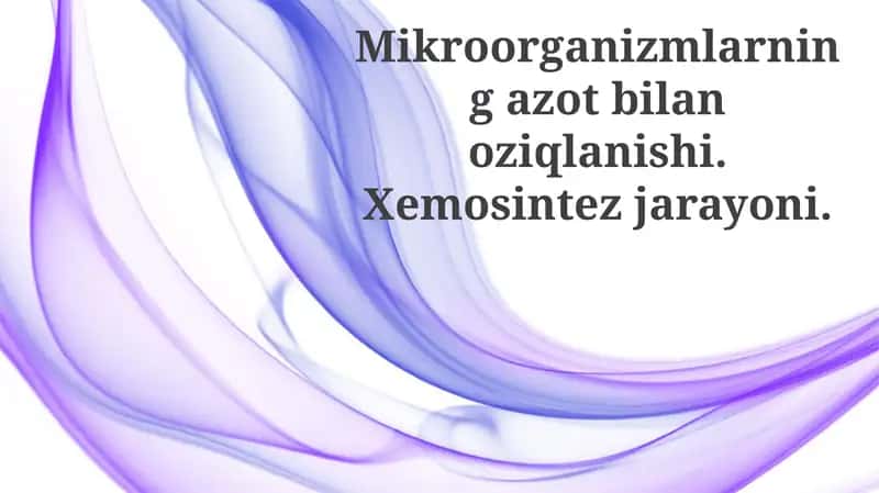 Mikroorganizmlarning azot bilan oziqlanishi va xemosintez jarayoni 1
