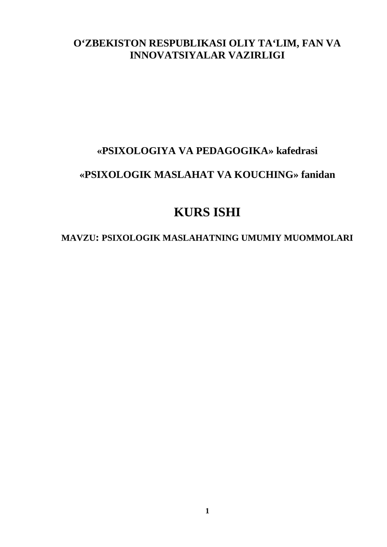 PSIXOLOGIK MASLAHATNING UMUMIY MUOMMOLARI 1