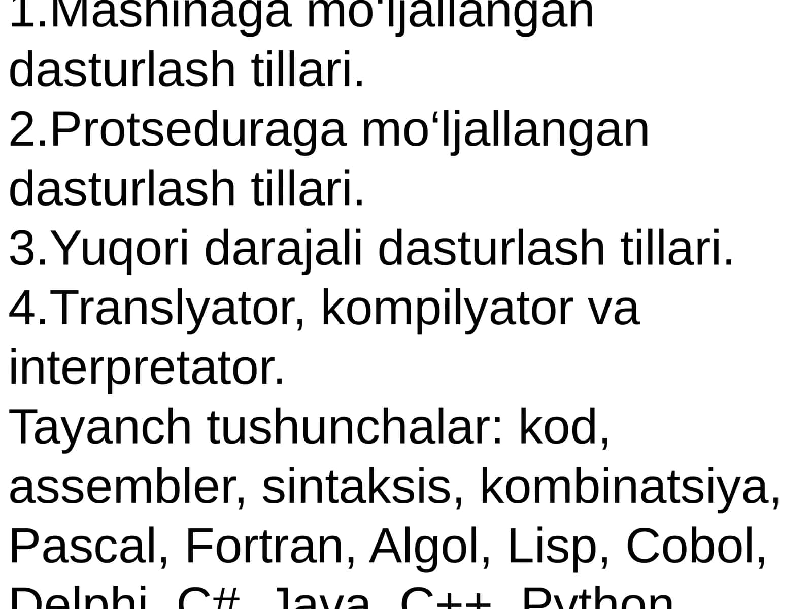 Zamonaviy dasturlash tillari 1