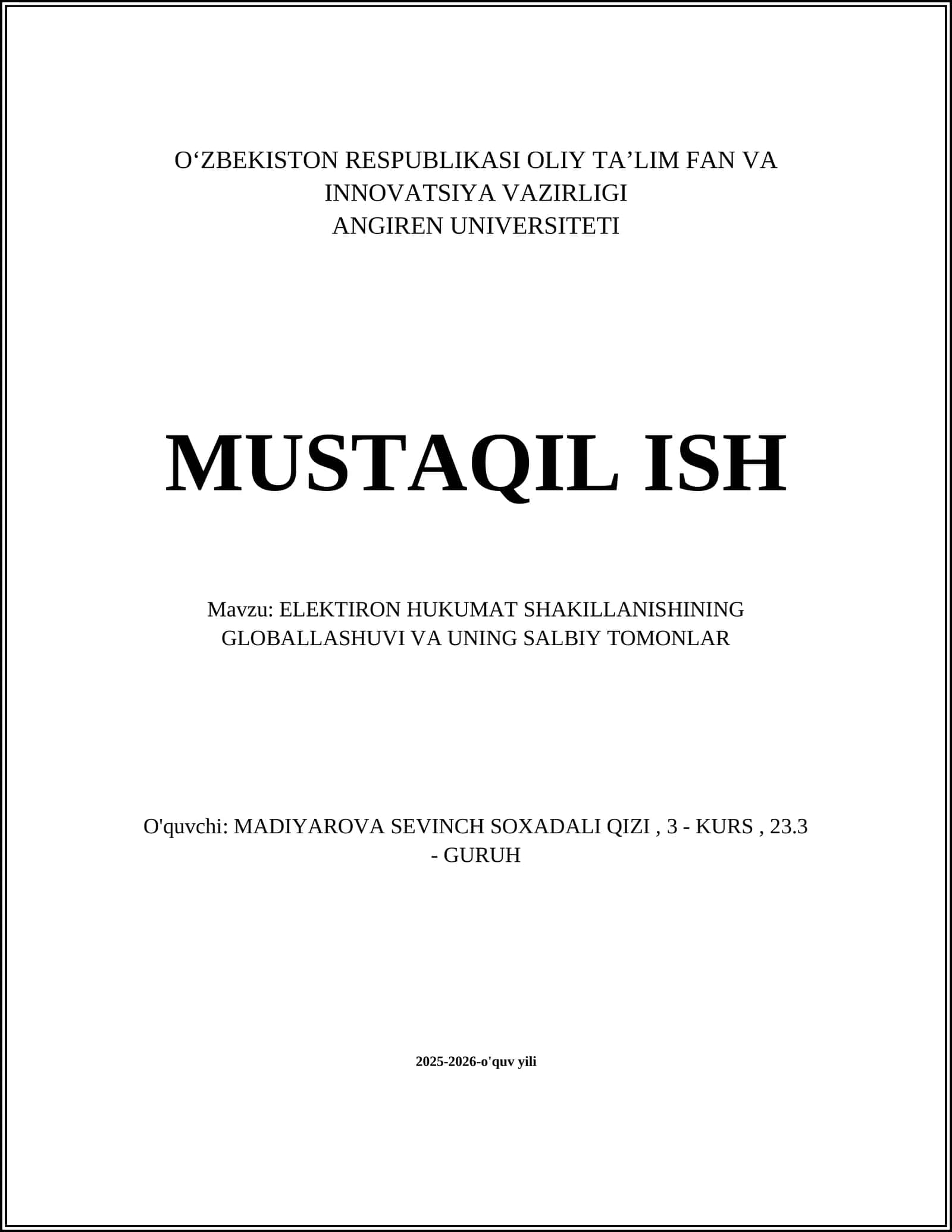 ELEKTIRON HUKUMAT SHAKILLANISHINING GLOBALLASHUVI VA UNING SALBIY TOMONLAR 1