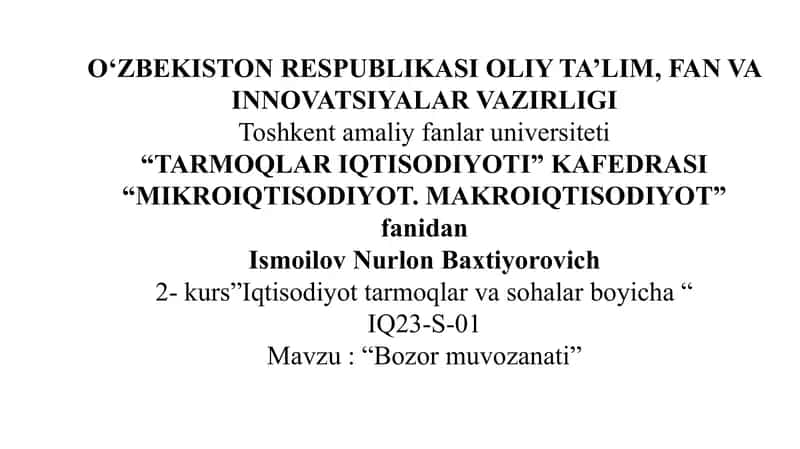 Bozor muvozanati 1