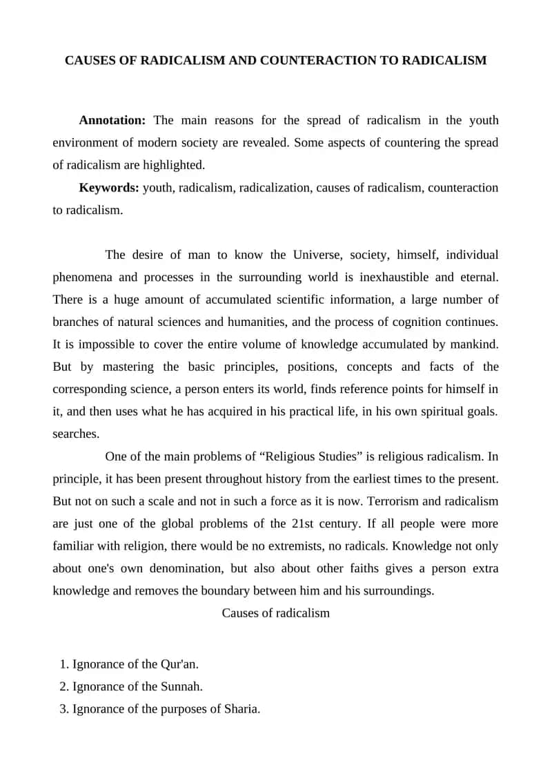 MAQOLA Causes of radicalism and counteraction to radicalism 1