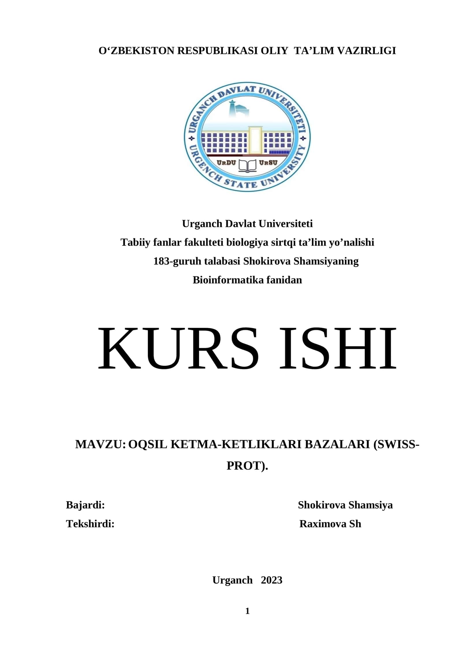 Oqsil ketma-ketliklari bazalari (SWISS-PROT) 1