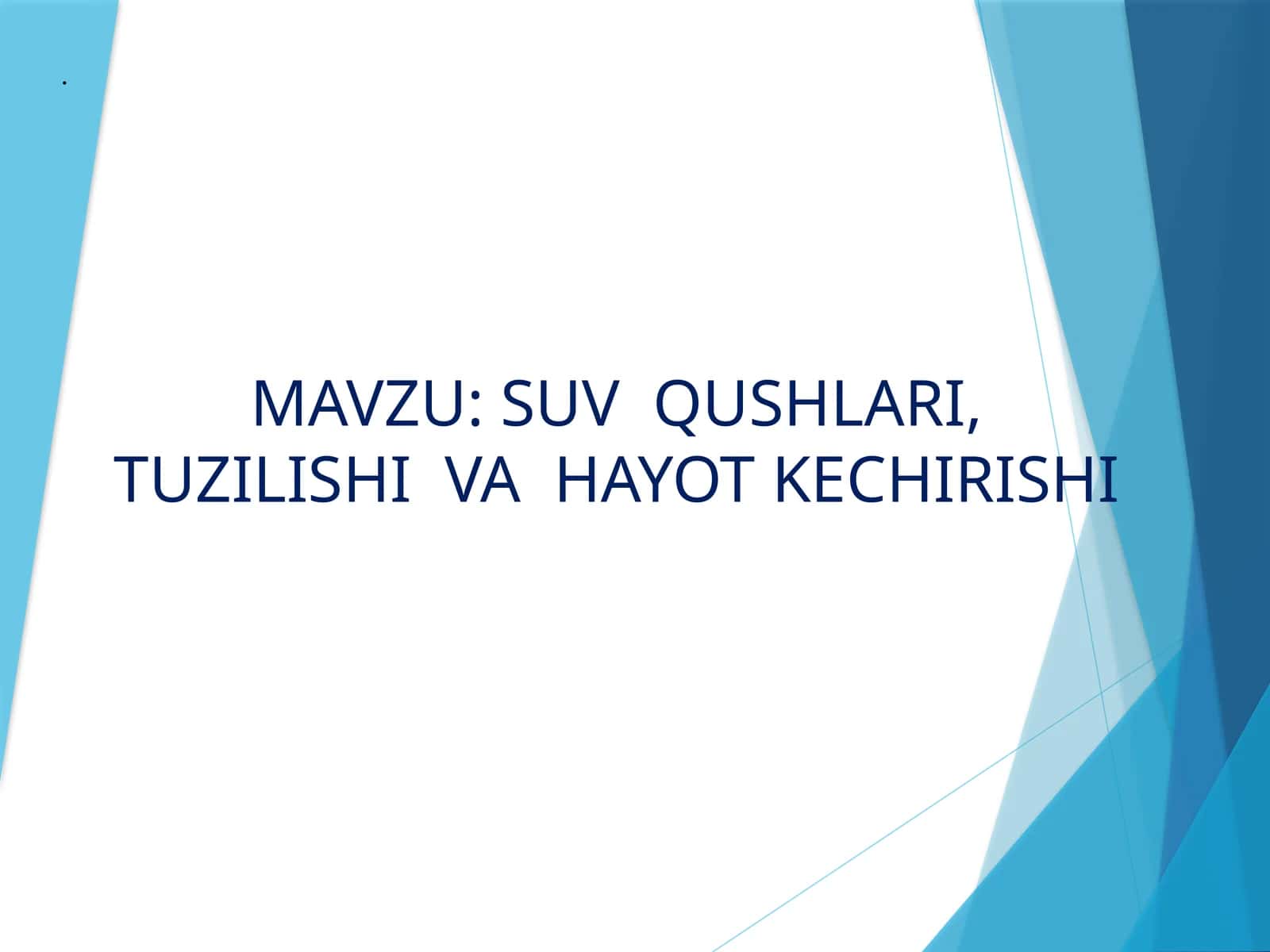 SUV QUSHLARI, TUZILISHI VAHAYOT KECHIRISHI 1