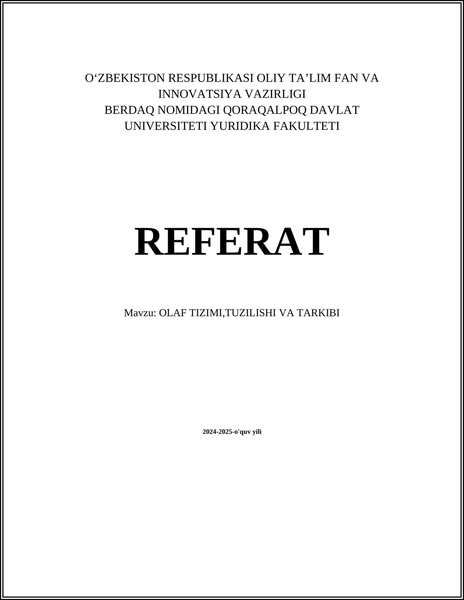 OLAF TIZIMI 1
