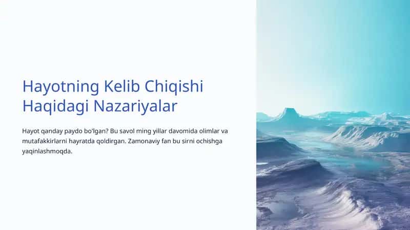 Hayotning Kelib Chiqishi Haqidagi Nazariyalar 1