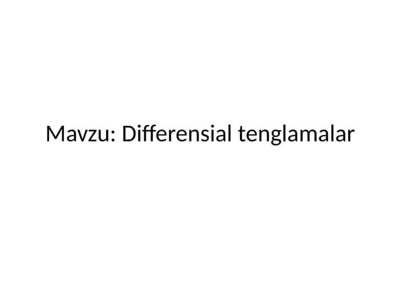 Differensialtenglamalar 1