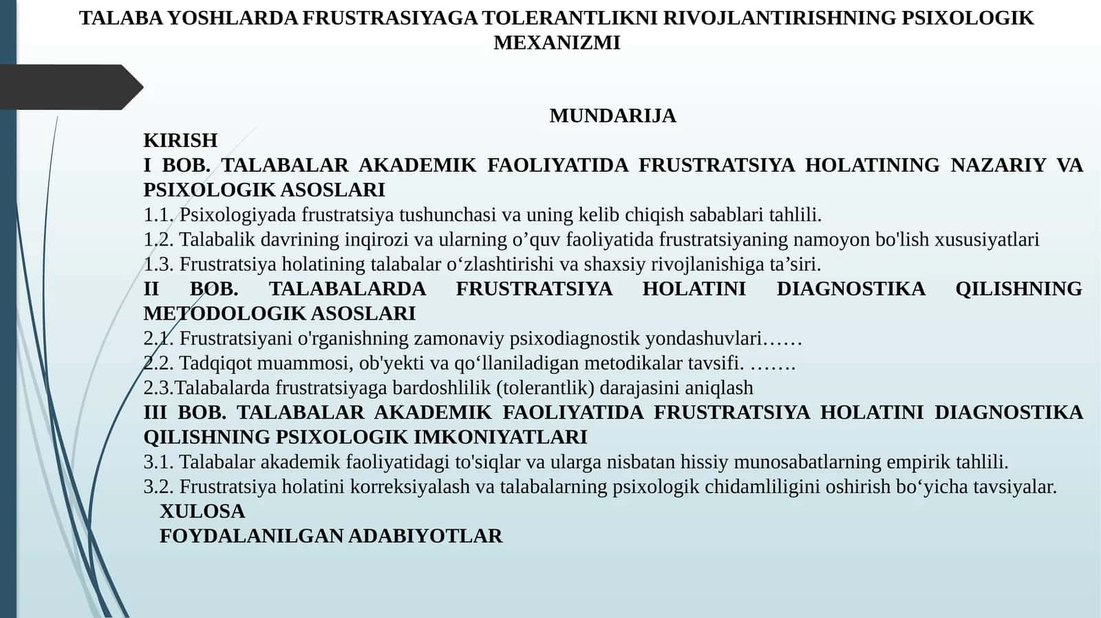 TALABA YOSHLARDA FRUSTRASIYAGA TOLERANTLIKNI RIVOJLANTIRISHNING PSIXOLOGIK MEXANIZMI 1