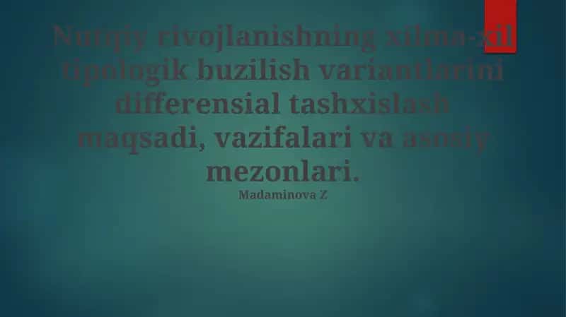Nutq Rivojlanish Buzilishlari 1