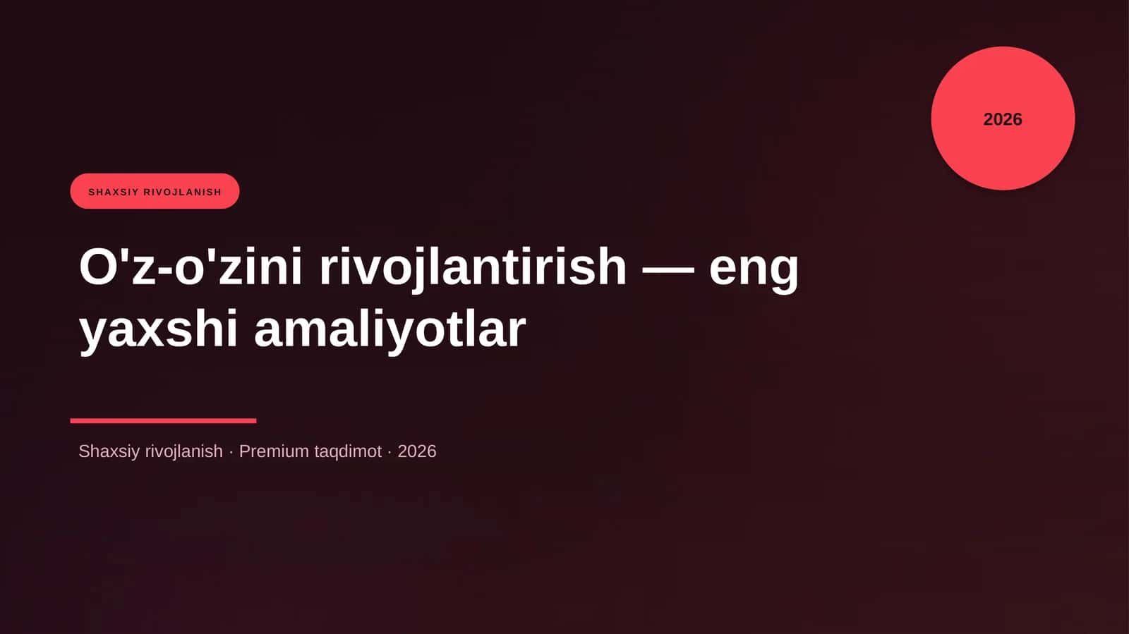 O'z-o'zini rivojlantirish 1