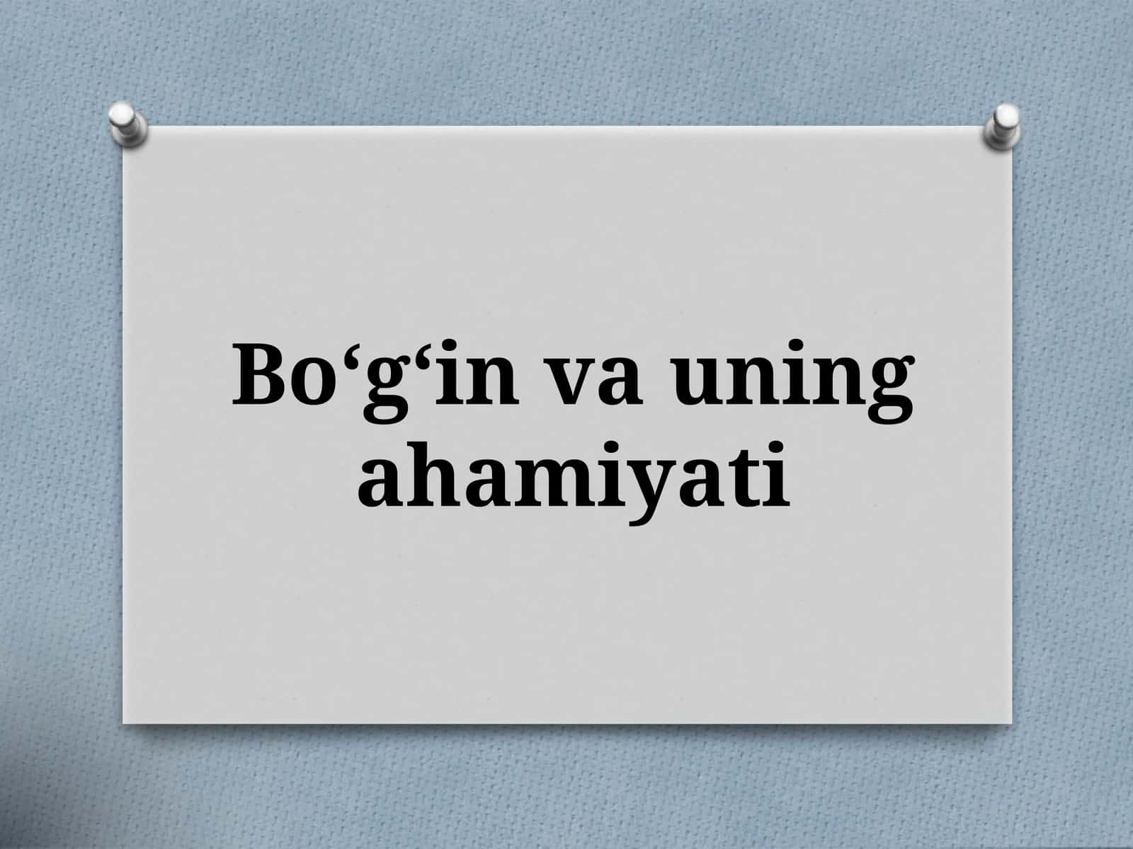 Bo‘g‘invauningahamiyati 1
